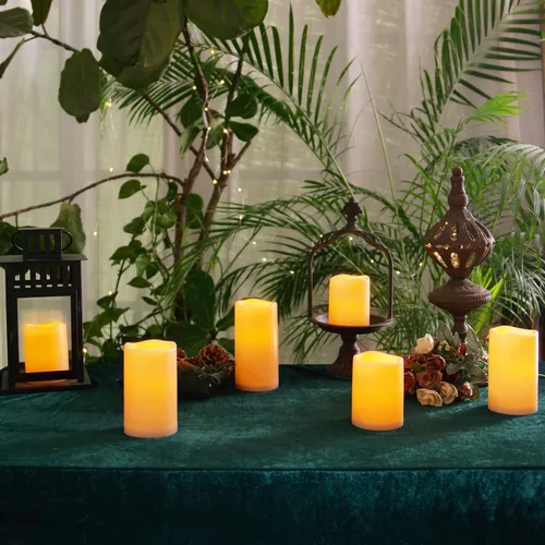 Miniatura 2 de Homemory paquete de 9 velas sin llama, impermeables para exteriores, velas LED acrílicas que funcionan con pilas, con control remoto y temporizador