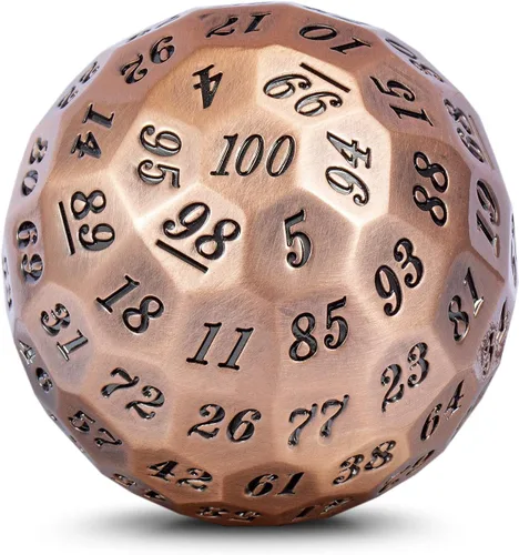 Miniatura 11 de DNDND Dado de metal D100 antiguo de cobre, dado poliédrico de 100 lados de 50mm con estuche de metal y bolsa de terciopelo