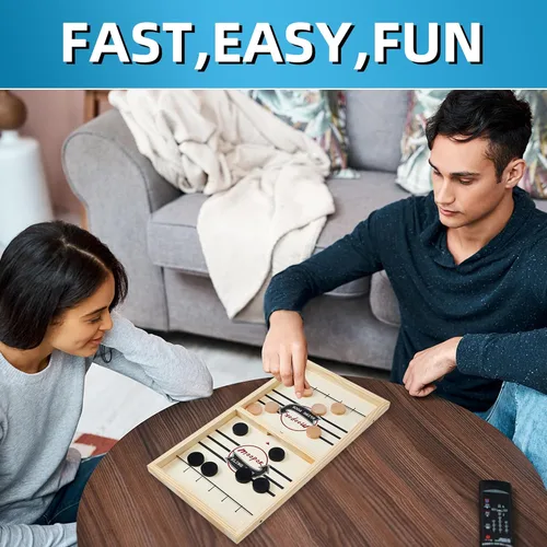Miniatura 5 de moopok - juego de discos de eslinga rápida, juego de juegos de eslinga, juego de mesa 2 en 1, juego de hockey sobre hielo, juegos de mesa ganadores