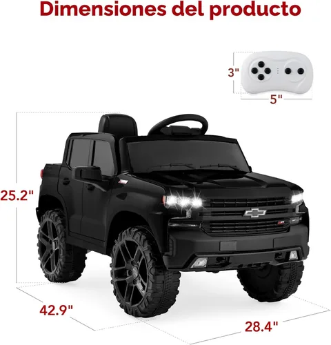 Miniatura 7 de Best Choice Products Camioneta Chevrolet Silverado con licencia de 12 V para montar, juguete de auto eléctrico con control remoto para padres