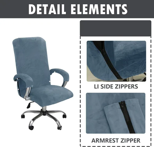 Miniatura 4 de Funda de terciopelo afelpado para silla de escritorio de oficina, a prueba de gatos, elástico extensible y cómodo protector para silla de oficina