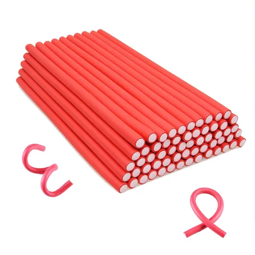 Miniatura 10 de Varilla rizadora flexible sin calor, barra flexible delgada de 9.45 pulgadas, 30 rodillos de espuma suave para rizos apretados, para mujeres y Rosa
