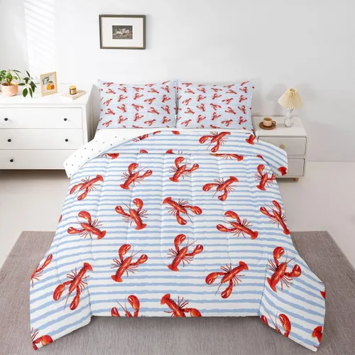 Miniatura 36 de Erosebridal Juego de edredón de tiburón, tamaño individual, juego de ropa de cama de vida oceánica para niños y niñas, color verde azulado