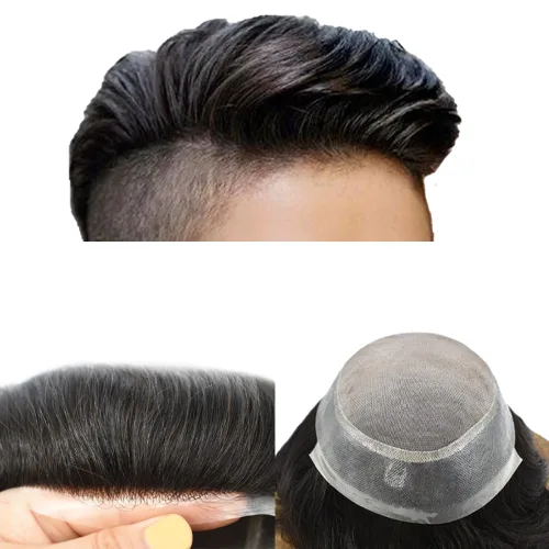 Miniatura 45 de Toupee For Men Hair Piece Fine Mono Hair System For Men Human Hair Mens Toupee Hair Piece For Men Hair Replacement Protesis Capilar 8x10 Medium