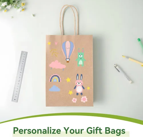 Miniatura 4 de Brothersbox Bolsas pequeñas de papel marrón con asas 100 PCS, 5.25 * 3.25 * 8 pulgadas, bolsas de regalo de papel kraft a granel para manualidades