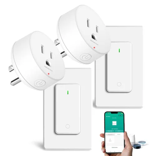 Miniatura 10 de Toma de control remoto, interruptor de luz y enchufe remoto greencycle con interruptor de luz inalámbrico, rango de 500 pies, no necesita cableado