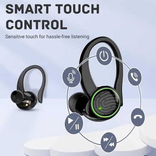 Miniatura 5 de Para Xiaomi Redmi Note 9 Pro Max Bluetooth 5.3 Auriculares estéreo 3D con gancho para la oreja, control táctil 40H sobre la oreja, auriculares