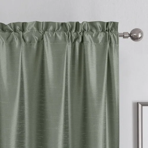 Miniatura 41 de Chyhomenyc Uptown - Cortinas negras de 24 pulgadas de largo, 2 paneles, cortinas cortas de seda sintética para oscurecer la habitación, cortinas