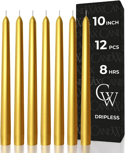 Miniatura 46 de CANDWAX Paquete de 12 velas cónicas rojas – Velas rectas sin goteo de combustión lenta sin perfume de 12 pulgadas – Ideal para mesa de comedor – Rojo