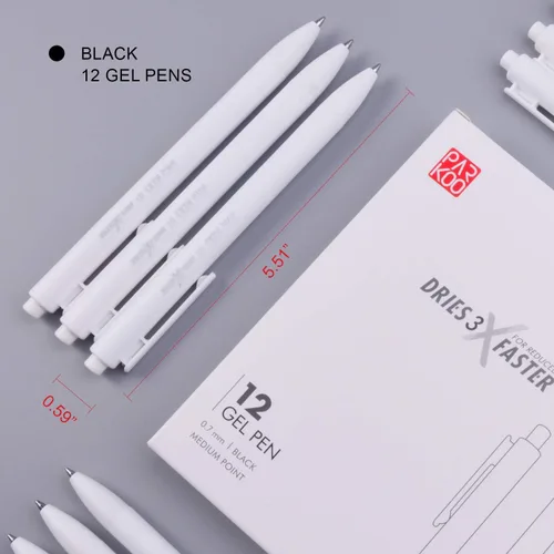 Miniatura 2 de ParKoo Bolígrafos de gel retráctiles: tinta negra de 12 quilates, punta fina de 0.028 in, bolígrafo blanco, bolígrafos de escritura suave de secado
