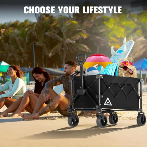 Miniatura 3 de Carro de Compras Plegable con Ruedas Grandes para Playa, Jardín, Exterior, Utilidad Todo Terreno, Carga Pesada, Carros de Compras Portátiles