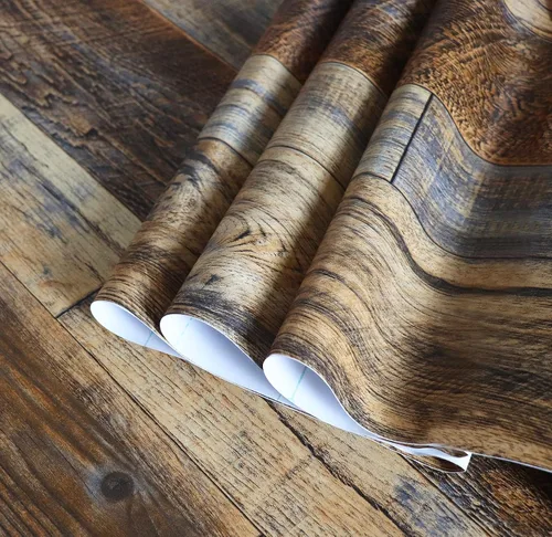 Miniatura 2 de Hopeak - Papel pintado de madera sintética, papel pintado decorativo, extraíble e impermeable