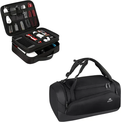 MATEIN Organizador de viaje electrónico, funda de accesorios electrónicos resistente al agua con asa, bolsa de gimnasio para hombres, mochila de