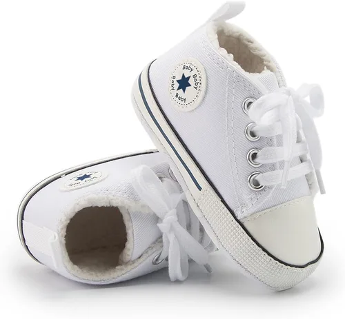 Miniatura 110 de KIDSUN zapatos deportivos altos hasta el tobillo para bebés, niños y niñas con suela antideslizante, suaves, para recién nacidos, zapatos
