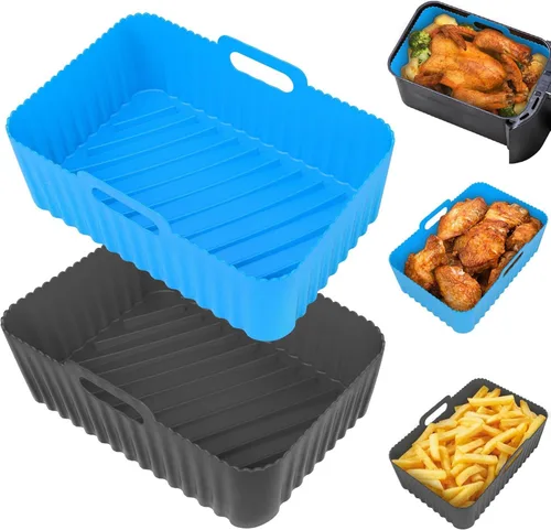 Miniatura 11 de Paquete de 2 forros de silicona reutilizables para freidora de aire de 7.1 pulgadas, forros cuadrados para freidora de aire de 4 a 7 cuartos