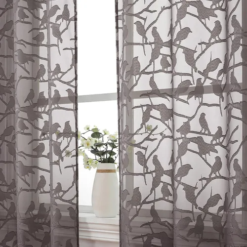 Miniatura 77 de OVZME Anji - 2 paneles de cortinas traslúcidas de gasa marrón de 72 pulgadas de largo para dormitorio, doble bolsillo para barra, tela ligera