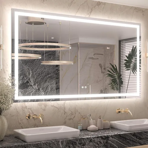 Miniatura 22 de Keonjinn - Espejo de baño LED de 24x32 pulgadas con luz, iluminación frontal y trasera, espejos iluminados para la pared del baño con luces