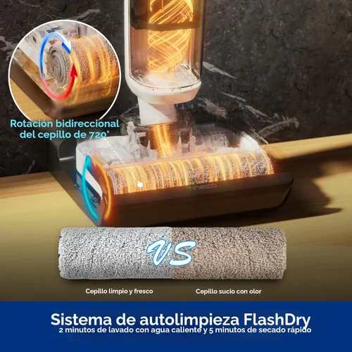 Miniatura 5 de Tineco Floor ONE Stretch S6 - Aspiradora inalámbrica en seco y húmedo, trapeador inteligente de 180°, 40 minutos de larga duración de 158 ℉ Flashdry