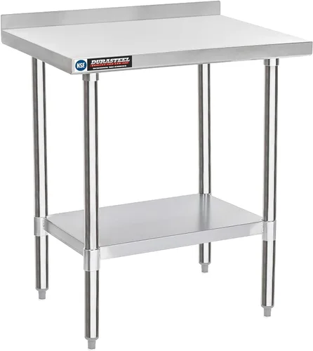 Miniatura 22 de DuraSteel Carrito de acero inoxidable NSF de 30 x 72 pulgadas, mesa de preparación de alimentos resistente con estante inferior, isla de cocina