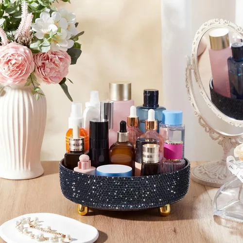 Miniatura 5 de Honeydak Organizador de maquillaje de perfume negro brillante para el Día de la Madre, regalos para el Día de la Enfermería para mujeres