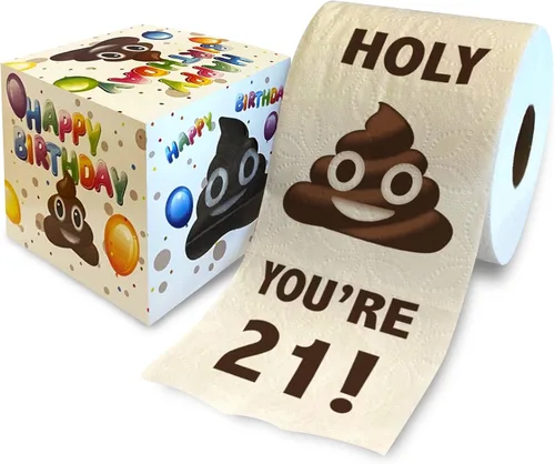 Printed TP Papel higiénico de regalo de cumpleaños 21 – Holy You're 21 Bday Party Funny Birthday Gag Gift Broma papel higiénico, novedad única 21