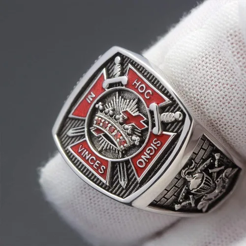 Miniatura 6 de Vintage Knights In Hoc Signo Vinces Templar Masones Masónicos Anillo de plata esterlina HE66F (10)