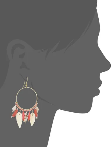 Miniatura 7 de Touchstone Fresh Bollywood Brass Wire Hoop Shell Glass Beads Hangings Designer Fashion Jewelry Earrings In Antique Gold Tone For Women.