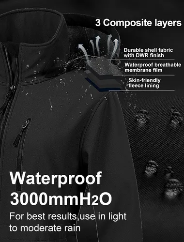 Miniatura 4 de CREATMO US Chaqueta táctica ligera impermeable larga Softshell con forro polar cortavientos para mujer