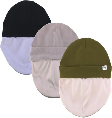 Miniatura 5 de Gorro de punto para recién nacido, para niños y niñas, con forro de satén sedoso, gorro para niños pequeños