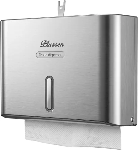 Miniatura 10 de Dispensador de toallas de papel para montaje en pared, adhesivo sin perforación, multipliegue, triple pliegue C, dispensador comercial de toallas