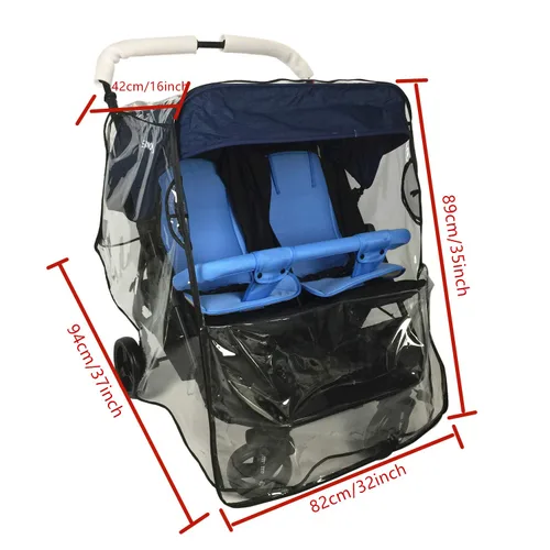 Miniatura 3 de Funda de lluvia para cochecito, cubierta de lluvia universal para cochecito de bebé, funda doble para lluvia y viento, accesorios de actividades al