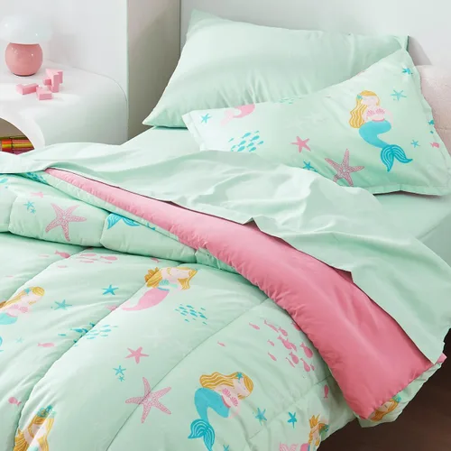 Miniatura 2 de SLEEP ZONE - Juego de edredón de 5 piezas tamaño Individual para niños, estampado suave, con edredón, sábanas y fundas para cojín y almohada, diseño