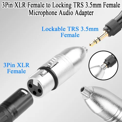 Miniatura 2 de QIANRENON XLR a bloqueo TRS 0.138 in micrófono conector 3pin XLR hembra a bloqueado 1/8 TRS hembra adaptador de audio equilibrado X-L-R a