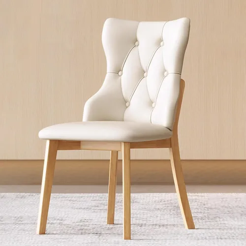 Miniatura 12 de Juego de sillas de comedor, sillas rústicas de cocina, silla de comedor tapizada con cojín grueso, silla de sala de estar con marco de madera beige