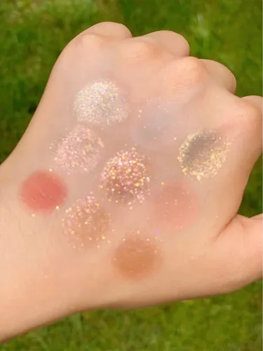 Miniatura 5 de Kayswang Paleta de sombra de ojos con purpurina de 9 colores, paleta de maquillaje mate de alto pigmento color crema paleta de textura en otoño e
