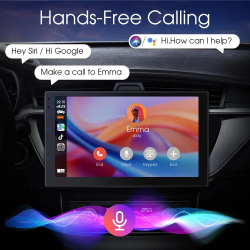 Miniatura 5 de Haudio Estéreo inalámbrico de doble DIN de 7 pulgadas con Carplay y Android Auto, Bluetooth, canal RCA, cámara de respaldo, SWC, FM/AM, pantalla