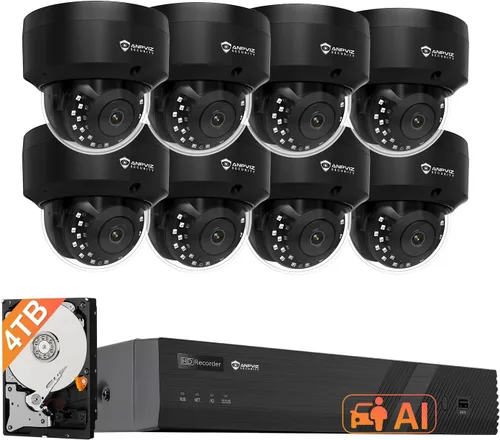 Miniatura 10 de Anpviz Sistema de cámara de seguridad PoE de 8 canales de 6 MP, cámara domo IP PoE con cable de 8 x 6 MP con detección inteligente de vehículos