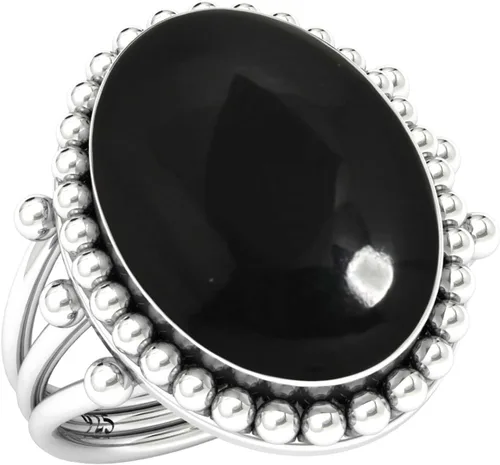 JEWELOPORIUM Anillo hecho a mano de plata de ley 925 para mujer, 10 x 14 con piedras preciosas ovaladas, joyería de moda para regalo (99020_R)