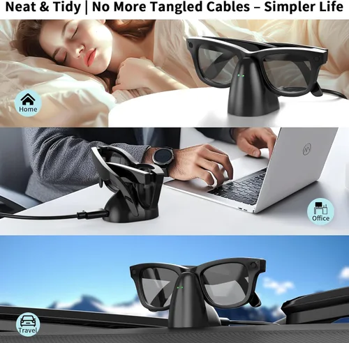 Miniatura 6 de Soporte de carga compatible con gafas inteligentes RayBan Meta, base de carga portátil para Wayfarer, Headliner y Skyler Gen 1 con cable USB-C de 59