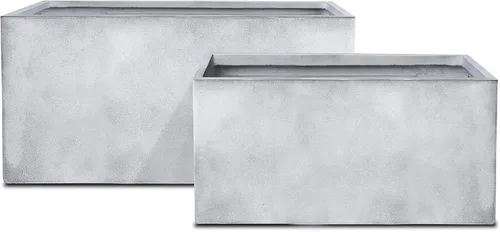 Miniatura 41 de Kante Macetero rectangular de hormigón de 23.2 pulgadas de largo, macetas grandes para interiores y exteriores con orificio de drenaje y tapón