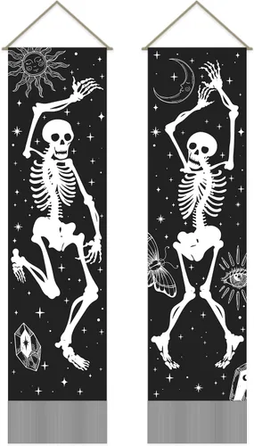 Miniatura 12 de AHANDMAKER 2 tapices de flores y hojas, tapiz de sol y luna, psicodélico largo vertical para colgar en la pared, tapices de estética botánica, tapiz