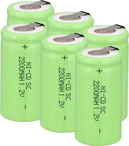 Ni-Cd 1.2V 2200MAH Batería Recargable Sub C SC Baterías (Verde* 6)