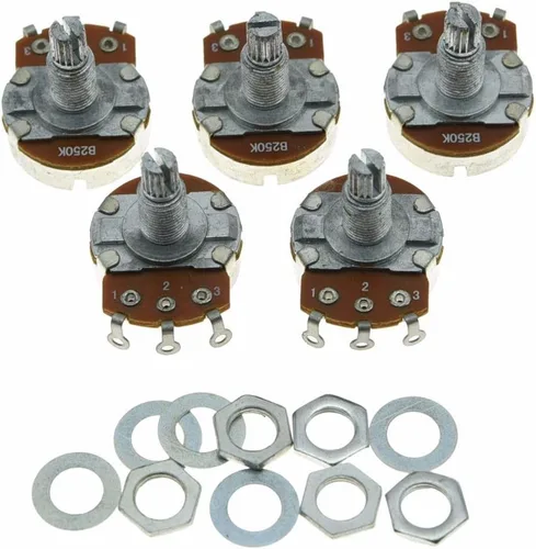 Miniatura 11 de Dopro 5pcs Audio Guitar Pots Tone 250K Guitarra Eléctrica Macetas Grandes 0.945 in Base con Corto Split Eje Guitarra Potenciómetro A250K