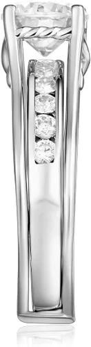 Miniatura 3 de TWJC 14k Yellow OR White Gold Solid Engagement Ring & Wedding Band Set