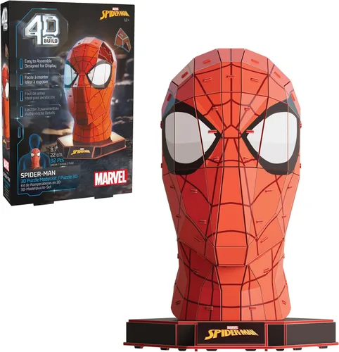4D Build, Marvel Spider-Man - Kit de modelo de rompecabezas 3D con soporte, 82 piezas, decoración de escritorio de Spider-Man, juguetes de