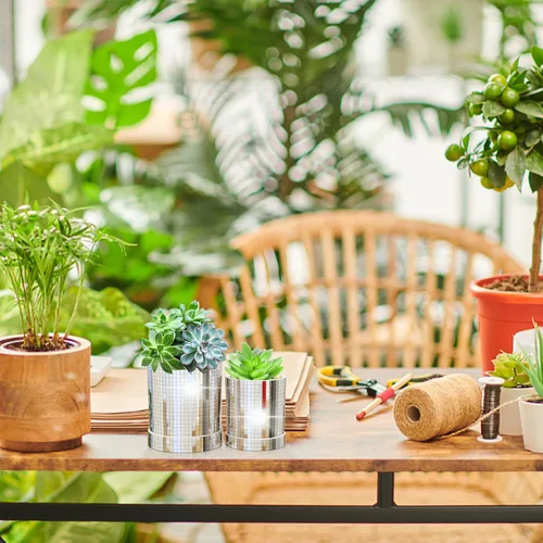 Miniatura 5 de Adnee Maceta de bola de discoteca de 4.8 + 3.7 pulgadas para plantas de interior, maceta de discoteca, macetas de interior con orificio de drenaje
