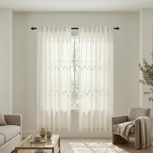 Miniatura 25 de Cortinas de lino azul claro de 90 pulgadas de largo para sala de estar, dormitorio de niñas, guardería, decoración acogedora de verano, bolsillo
