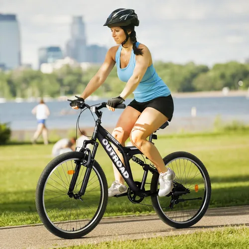 Miniatura 7 de Bicicleta de montaña para adultos, hombres y mujeres, 26 pulgadas 7 velocidades Mountian bicicleta con doble suspensión completa, doble freno V