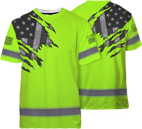 Miniatura 32 de Maddly Colección de ropa de trabajo de alta visibilidad con bandera de EE. UU., personalizada con nombre para trabajadores, corredores, camioneros