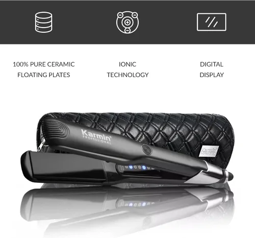 Miniatura 2 de KARMIN Salon Series - Plancha de pelo profesional de cerámica de 1.5 pulgadas, alisadora de pelo iónico, alisar, rizar, onda, doble voltaje, apagado